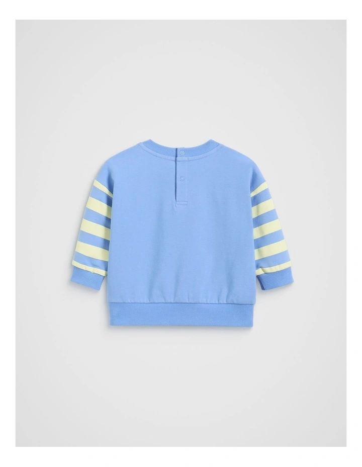 Striped Sleeve Sweat in Celestial Blue image 2