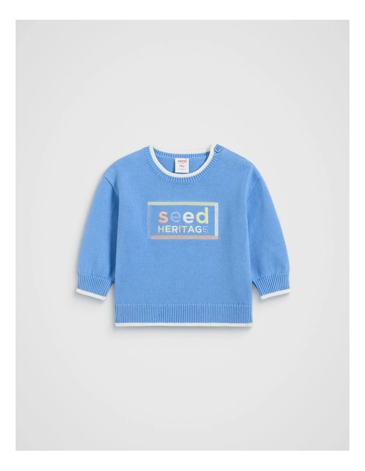 Logo Knit Sweater in Celestial Blue image 1