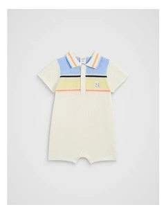Crochet Polo Romper in Multi