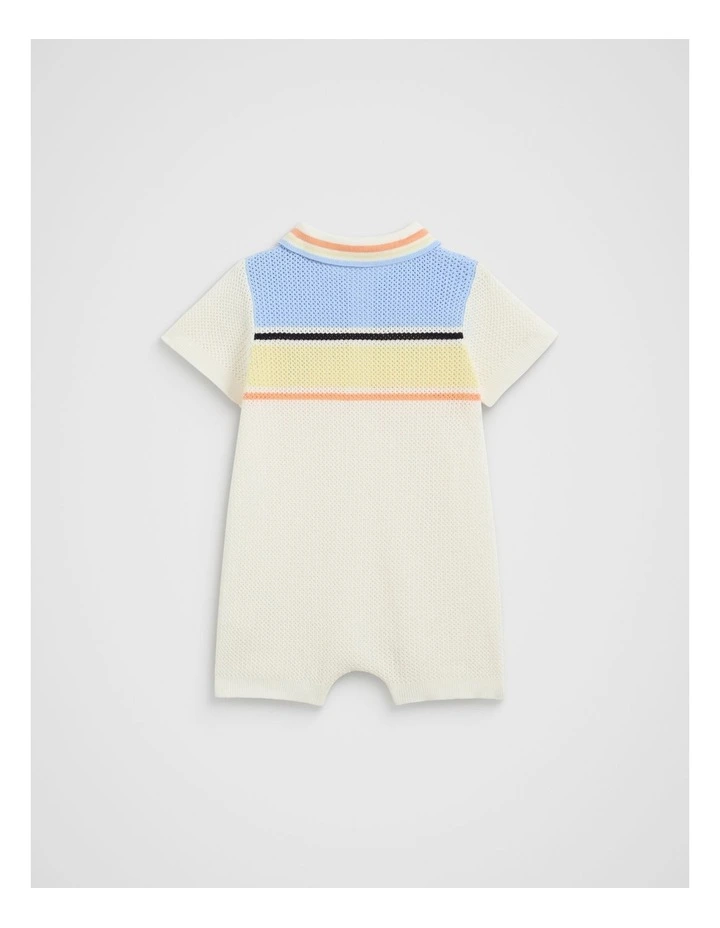 Crochet Polo Romper in Multi image 2