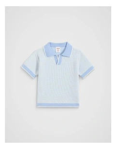 Knit Polo in Luna Blue