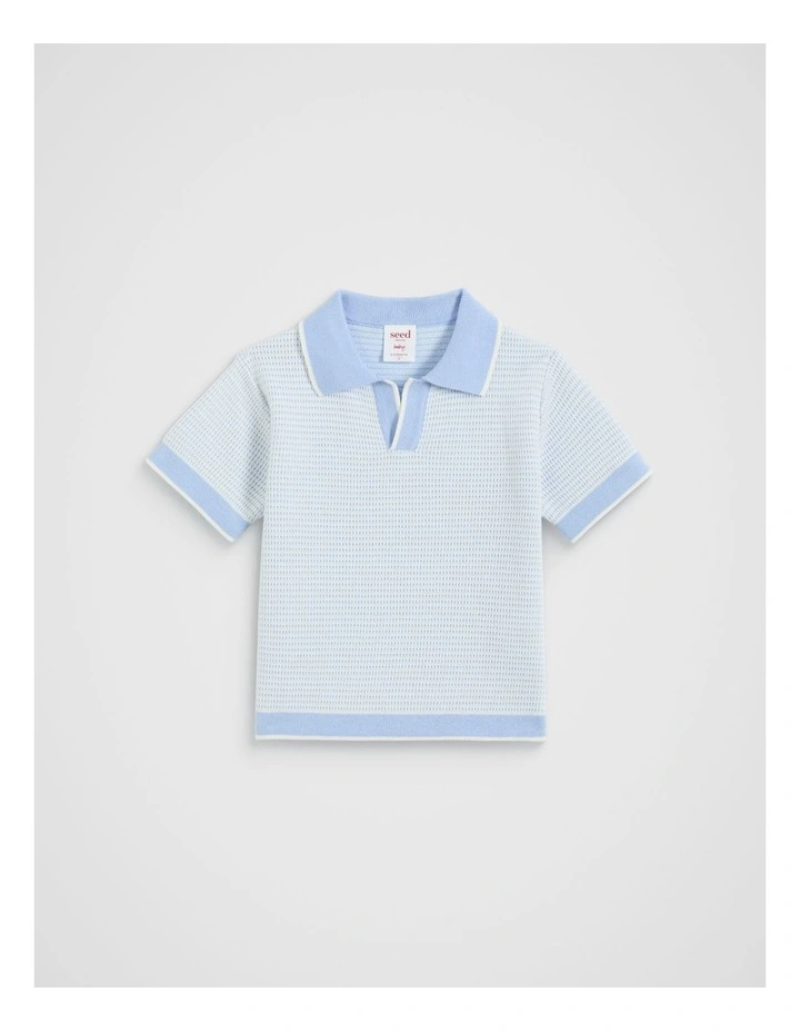 Knit Polo in Luna Blue image 1
