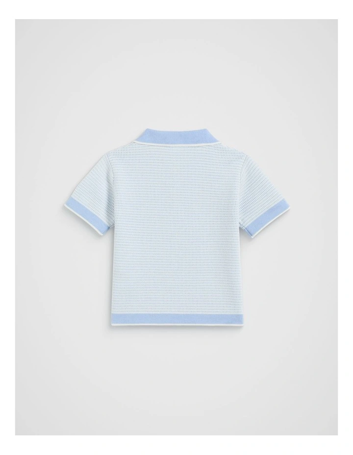 Knit Polo in Luna Blue image 2