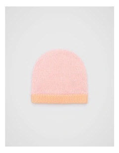 Colourblock Knit Beanie in Pretty Pink