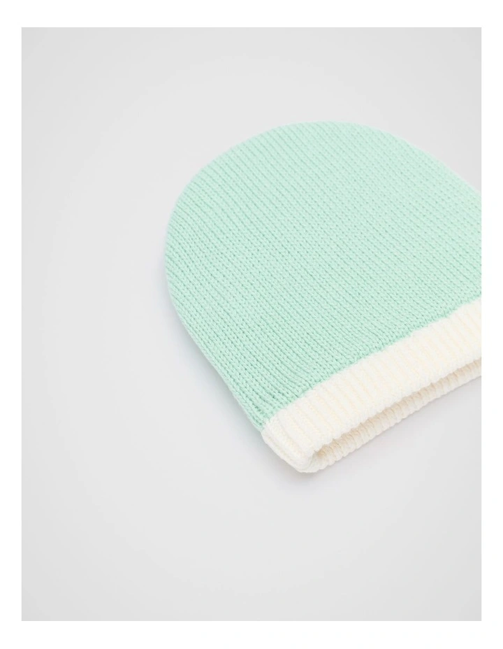 Colourblock Knit Beanie in Mint image 2