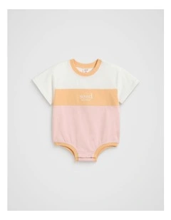 Spliced Logo Oversized Bodysuit in Pretty Pink
