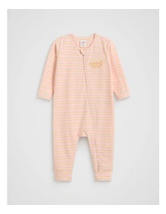 Stripe Logo Zipsuit in Pretty Pink