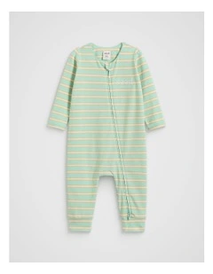 Stripe Logo Zipsuit in Mint