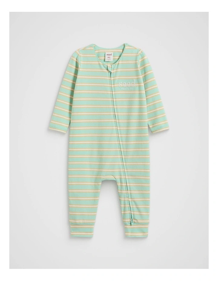 Stripe Logo Zipsuit in Mint image 1