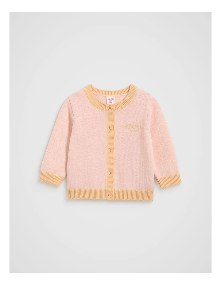 Colourblock Knit Cardigan in Pretty Pink image 1