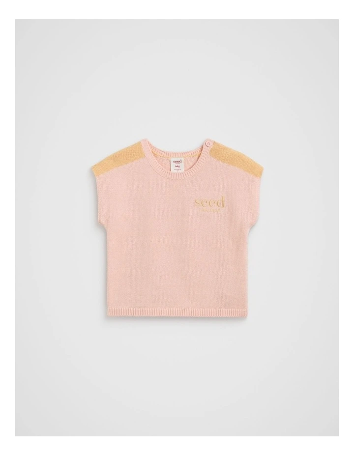 Spliced Logo Knit Tee in Pretty Pink image 1