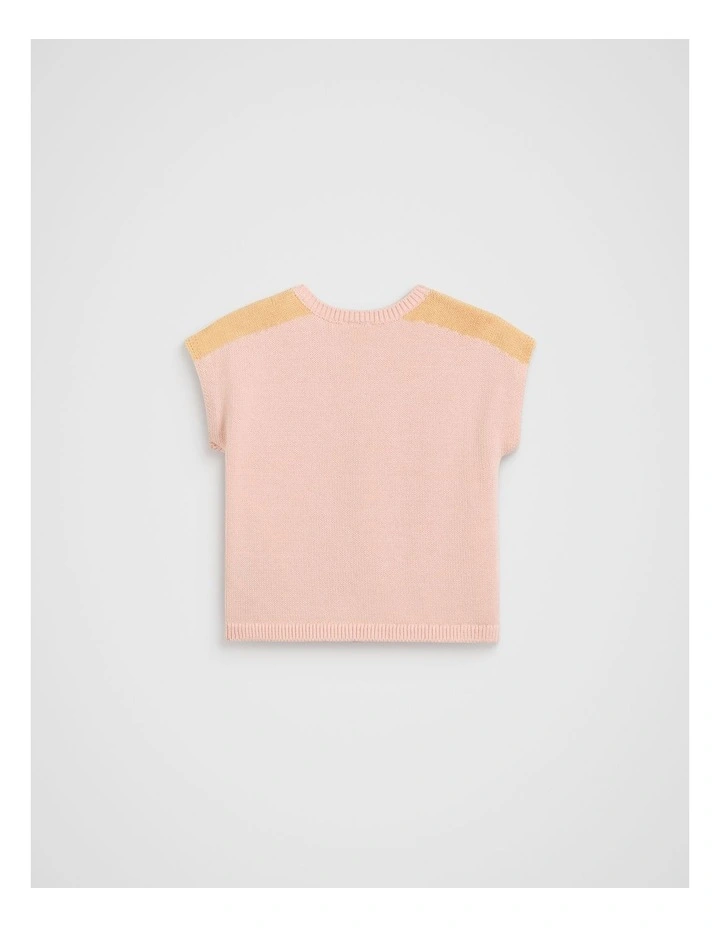 Spliced Logo Knit Tee in Pretty Pink image 2