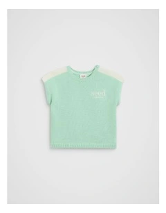 Spliced Logo Knit Tee in Mint