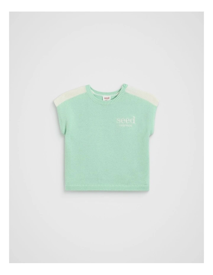 Spliced Logo Knit Tee in Mint image 1
