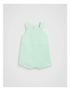 Spot Pocket Romper in Mint