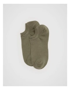 Mini Waffle Sneaker Sock in Olive Leaf