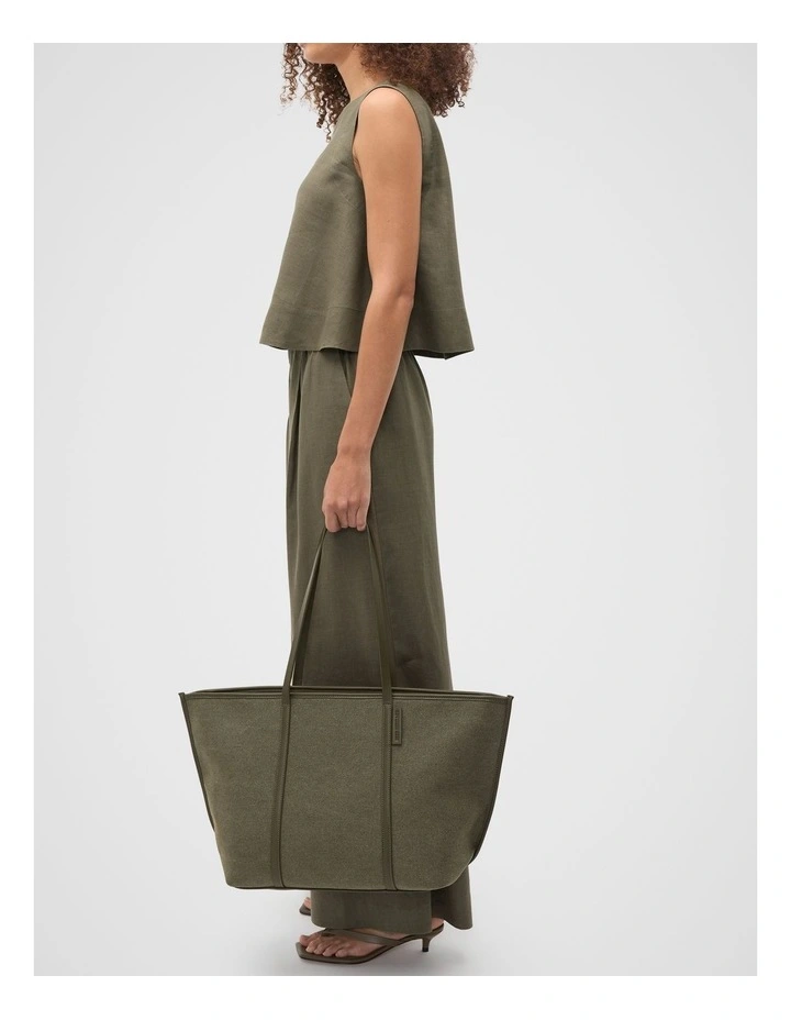 Trim Detail Tote Bag in Olive Leaf image 2