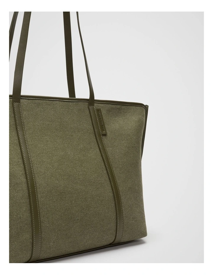 Trim Detail Tote Bag in Olive Leaf image 3