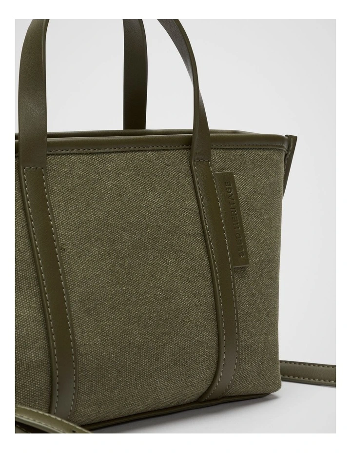 Trim Detail Mini Tote Bag in Olive Leaf image 3