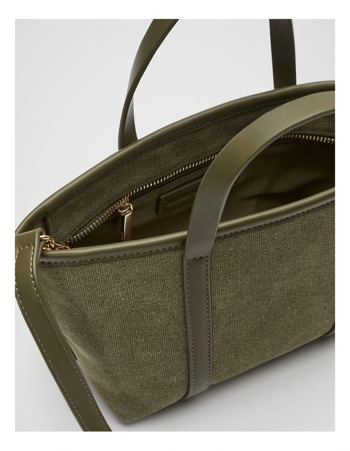 Trim Detail Mini Tote Bag in Olive Leaf image 4