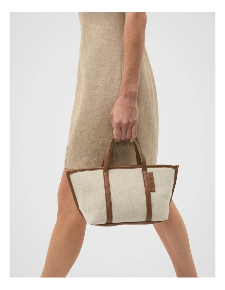 Trim Detail Mini Tote Bag in Deep Tan image 2