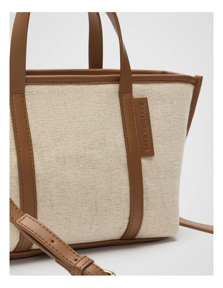 Trim Detail Mini Tote Bag in Deep Tan image 3