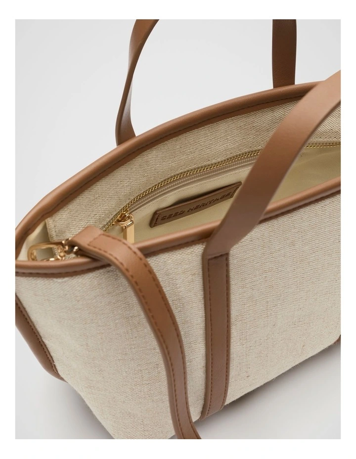 Trim Detail Mini Tote Bag in Deep Tan image 4