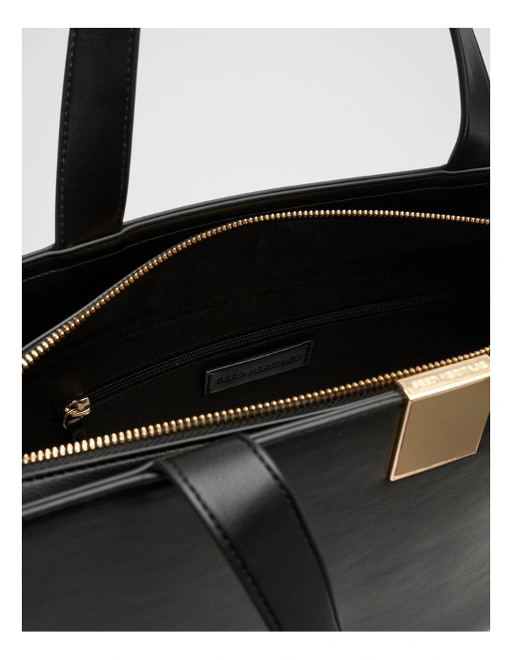 Hardware Detail Work Tote Bag in Black image 4