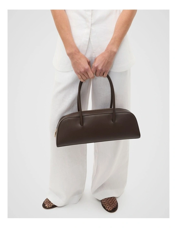 Structured Shoulder Bag in Chocolate image 2