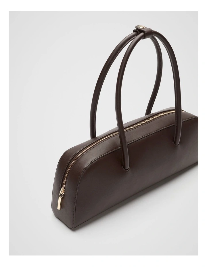 Structured Shoulder Bag in Chocolate image 3