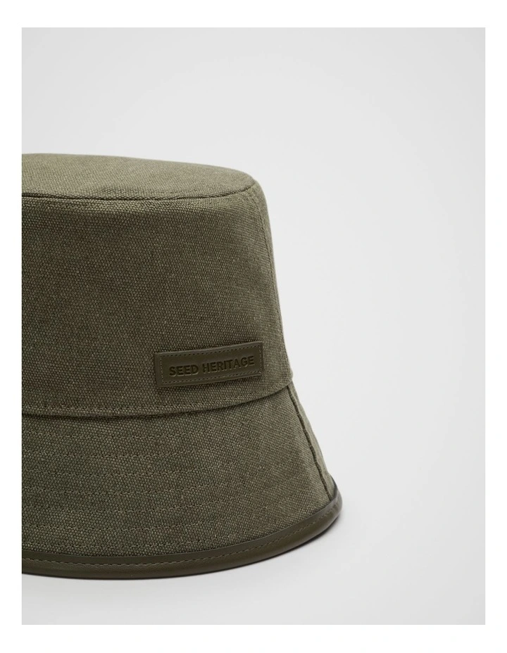 Trim Detail Bucket Hat in Olive Leaf image 3