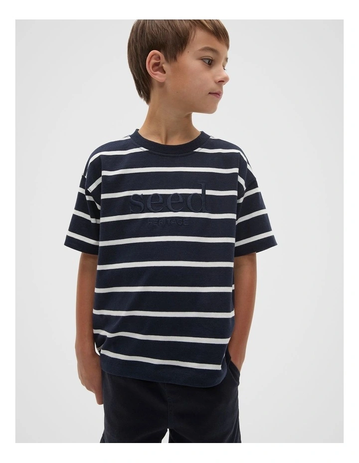 Stripe Logo Tee in Midnight Blue image 1