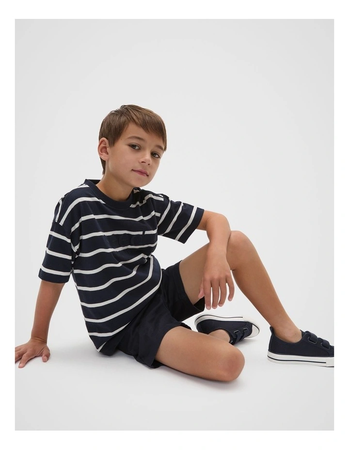 Stripe Logo Tee in Midnight Blue image 3