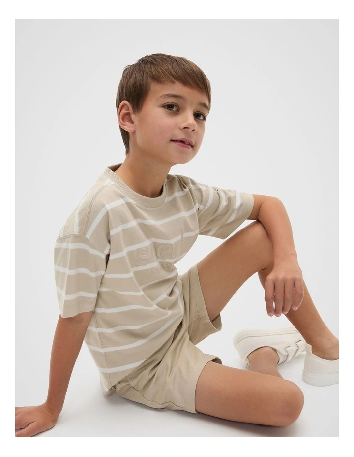 Stripe Logo Tee in Cool Stone image 3