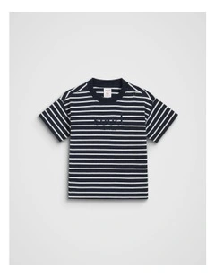 Core Stripe Logo Tee in Midnight Blue