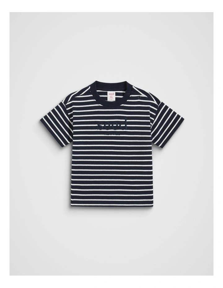 Core Stripe Logo Tee in Midnight Blue image 1