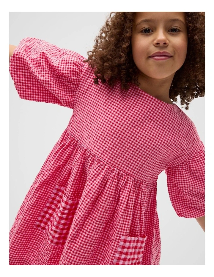 Gingham Dress in Pink image 3