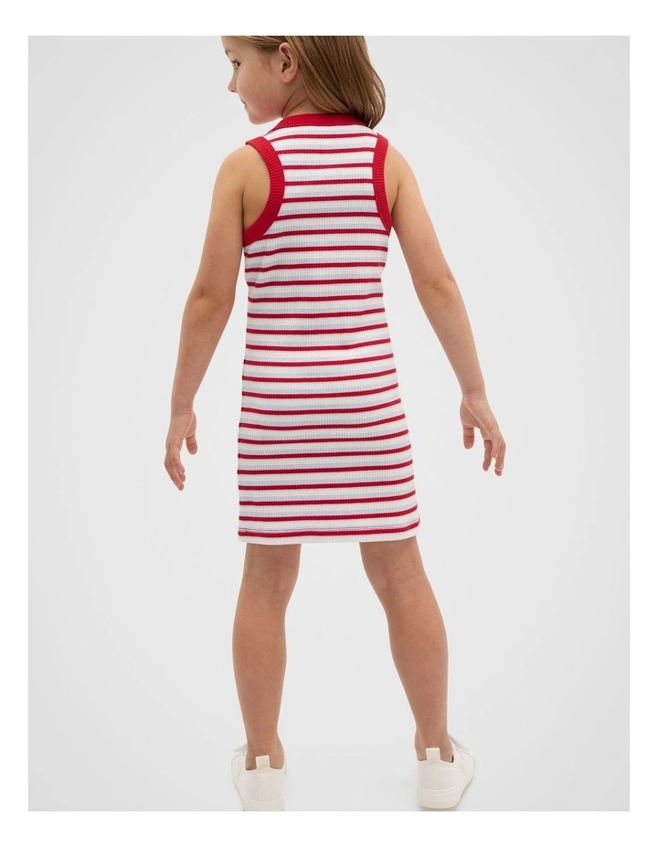 Logo Rib Dress in Chilli Stripe image 2