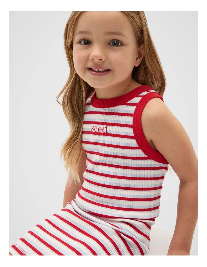 Logo Rib Dress in Chilli Stripe image 3