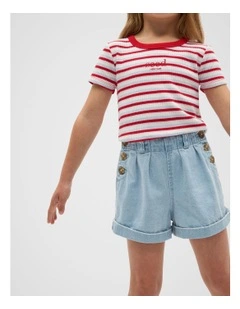 Denim Button Short in Light Wash