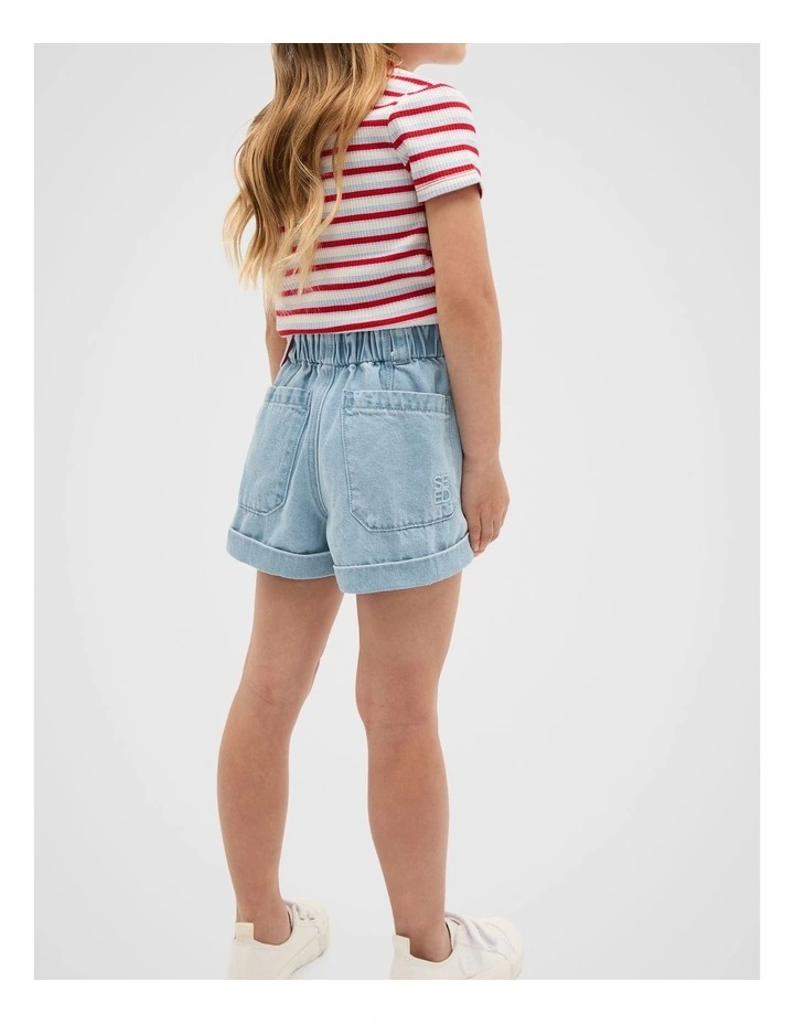 Denim Button Short in Light Wash image 2