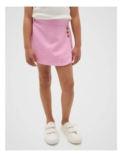 Button Skort in Candy Pink