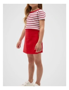 Button Skort in Chilli Red