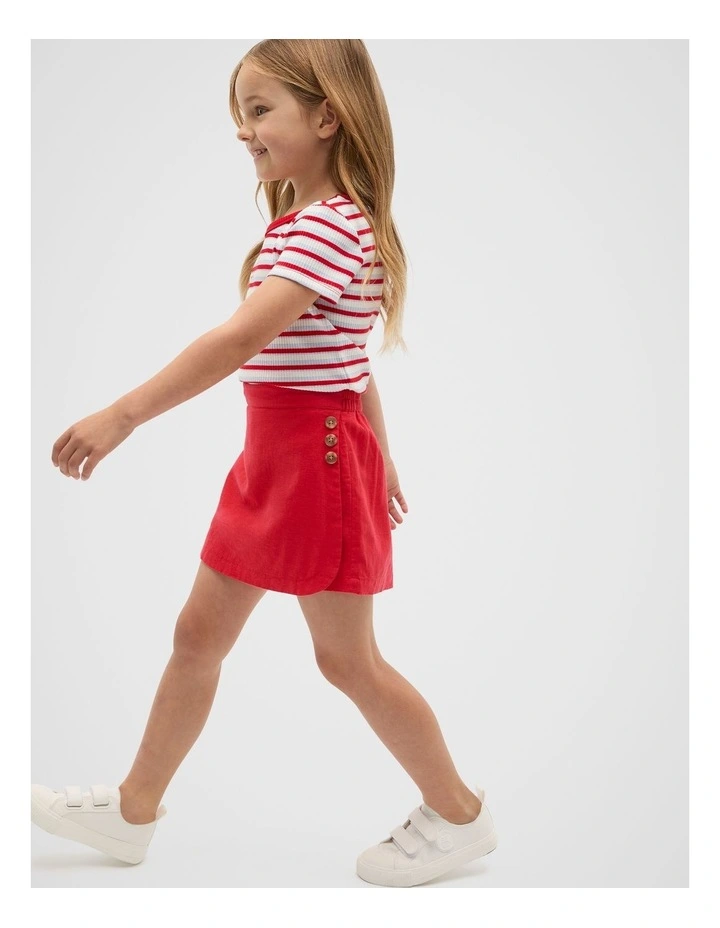 Button Skort in Chilli Red image 3