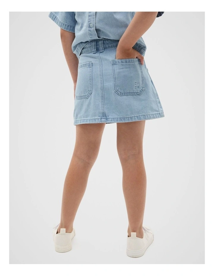 Pocket Denim Skirt in Light Wash image 2