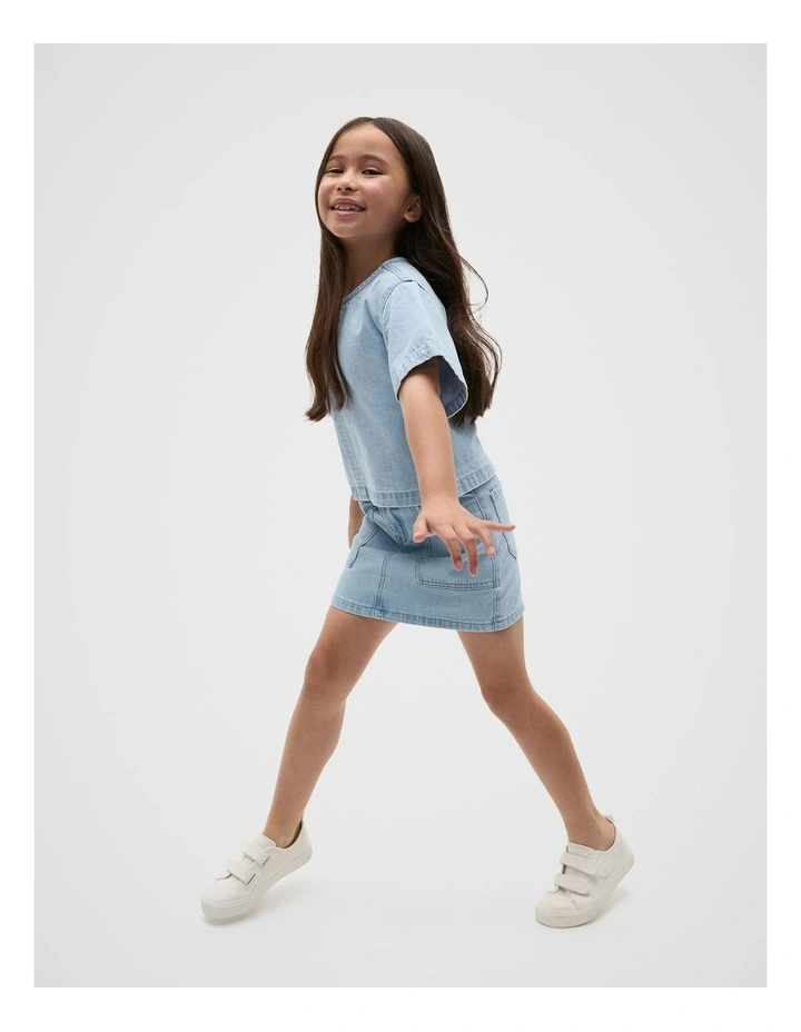 Pocket Denim Skirt in Light Wash image 3