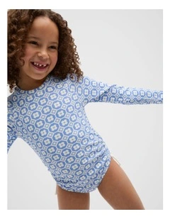 Flower Tile Rashsuit in Luna Blue