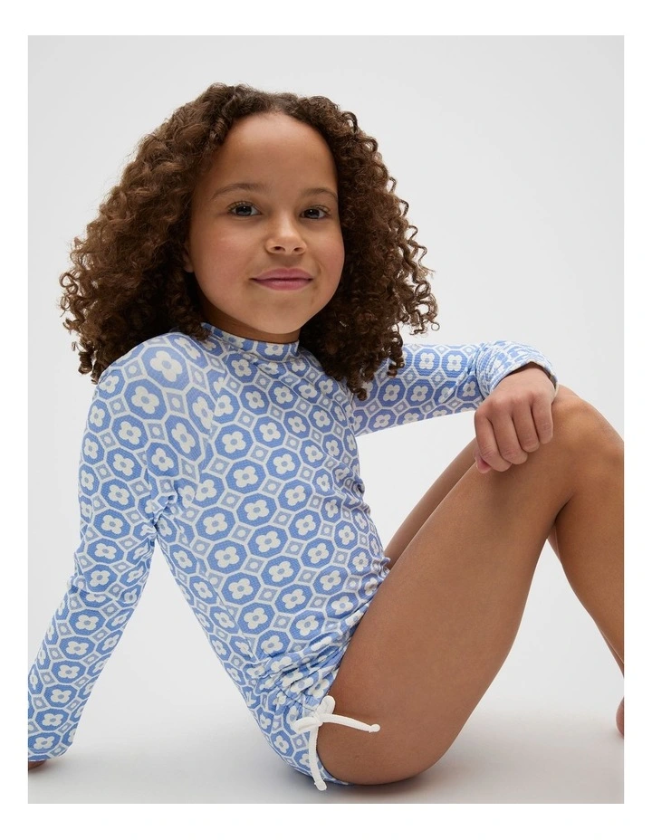 Flower Tile Rashsuit in Luna Blue image 3