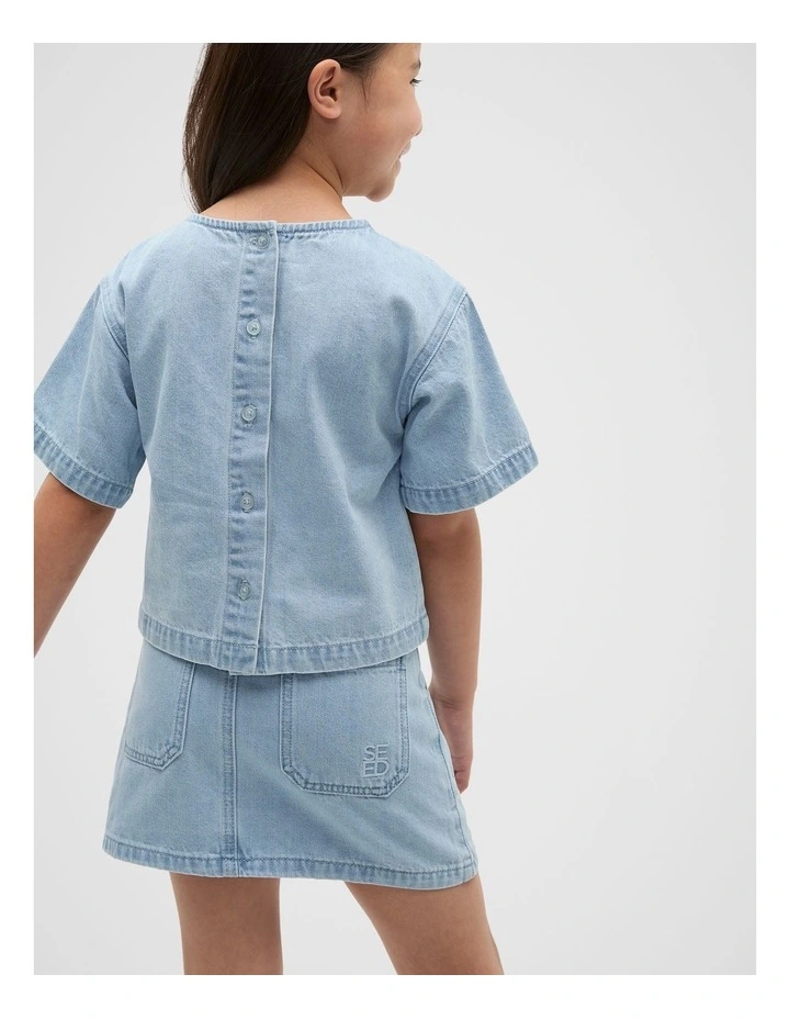 Denim Top in Light Wash image 2