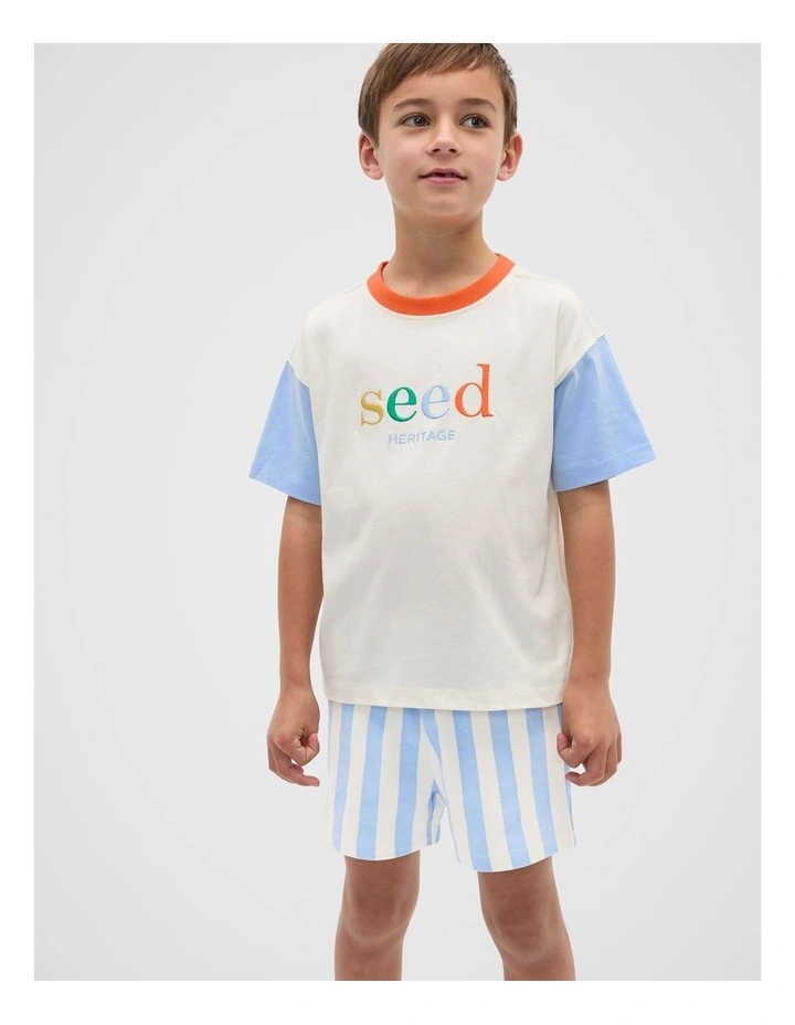 Colourblock Logo Tee in Classic Cream image 1